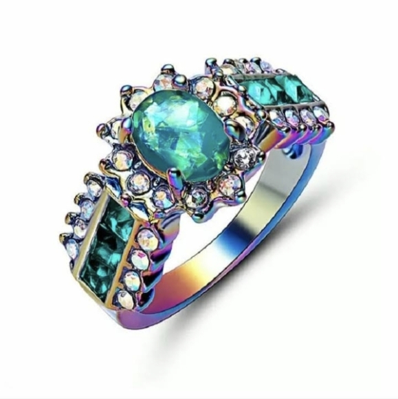 New Green Fire Opal Rainbow Hematite Ring. - Picture 3 of 4